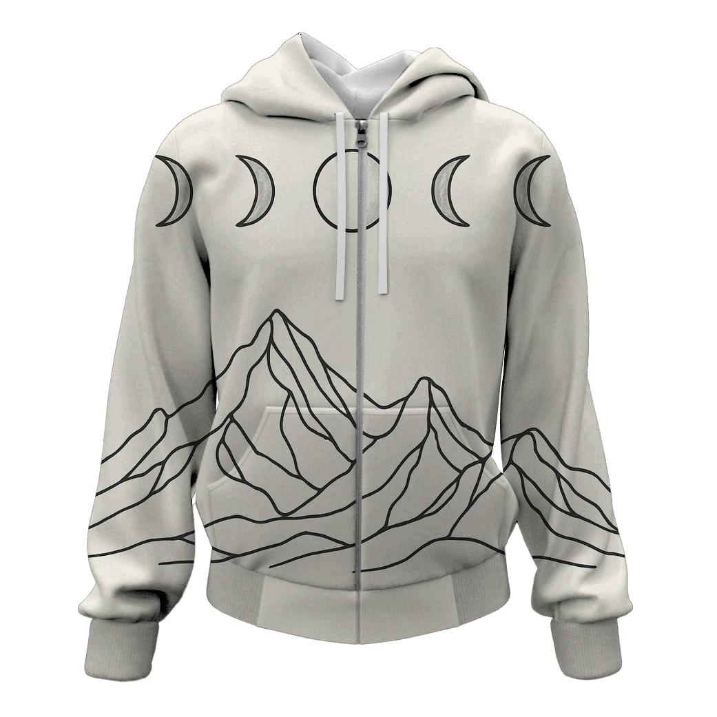 Minimal Mountain Phase Lines printed hoodies
