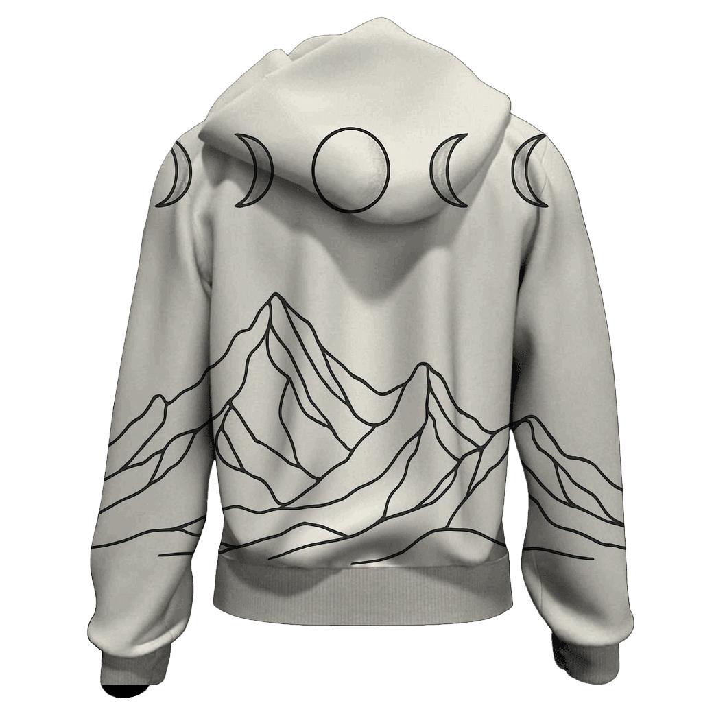 Minimal Mountain Phase Lines printed hoodies