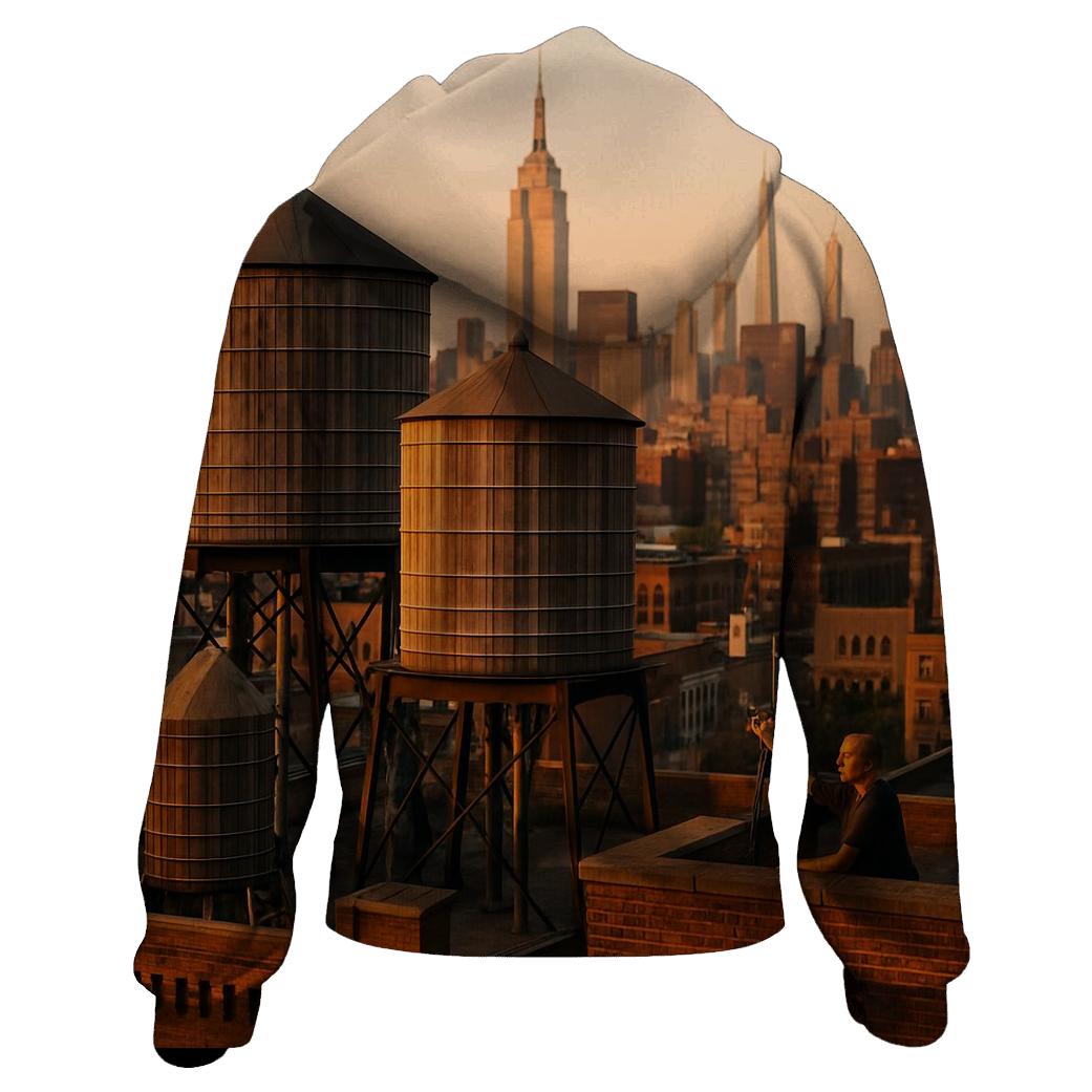 Golden Hour From A Harlem Rooftop With Recurring Water Towers premium hoodies