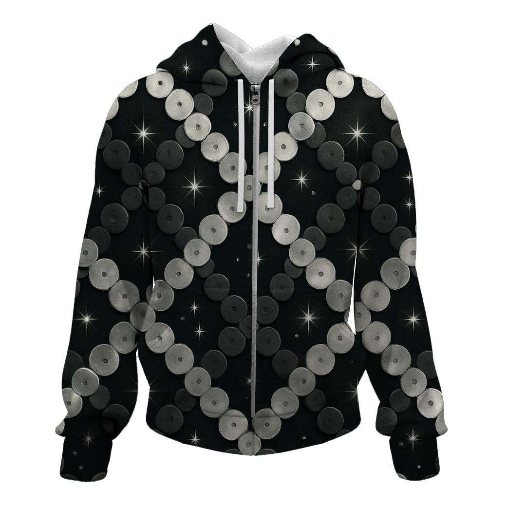 Silver Charcoal Sequin Lattice premium hoodies