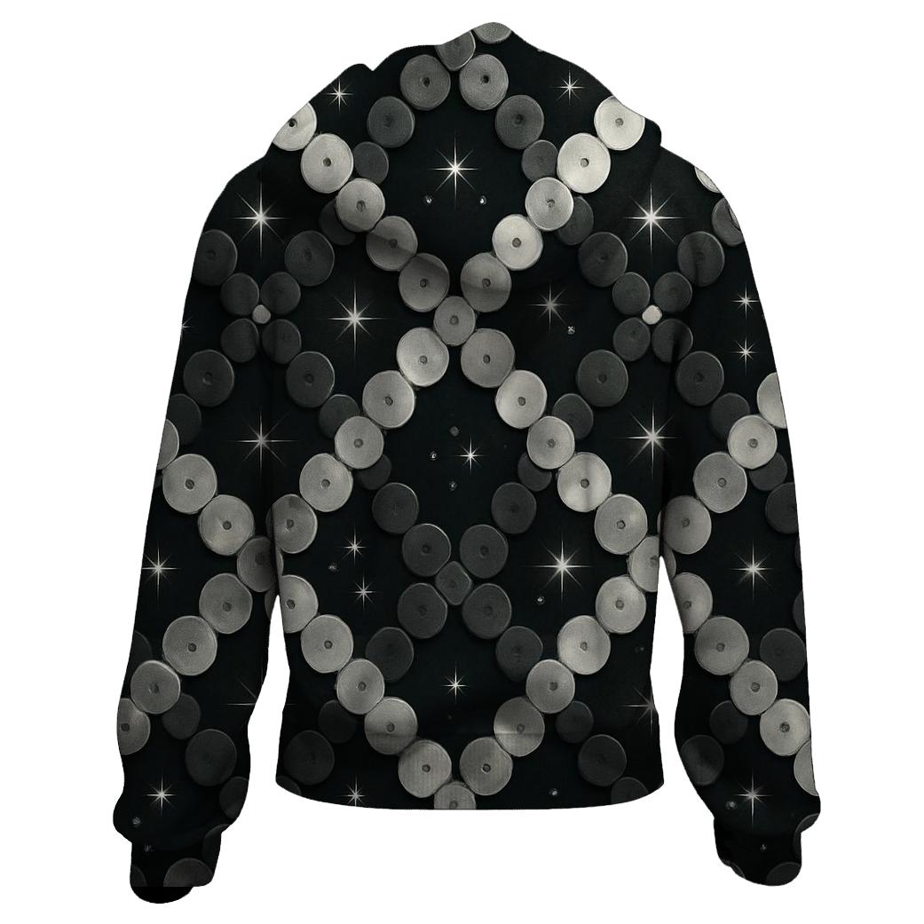 Silver Charcoal Sequin Lattice premium hoodies
