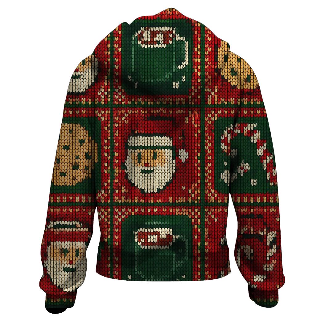 Santa Snack Board Grid Design zip-up hoodies