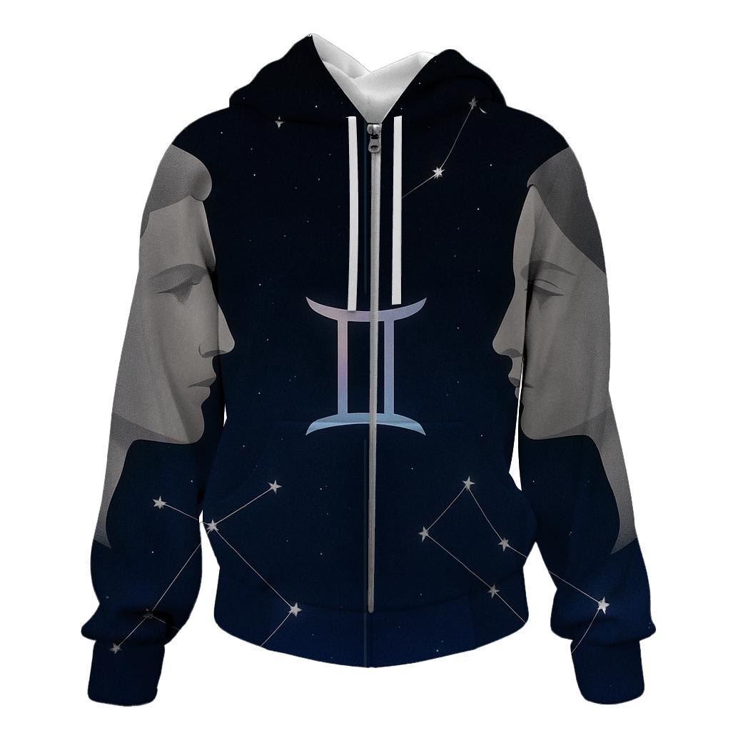 Gemini Twin Mirrors Star Map Diptych hoodie trends