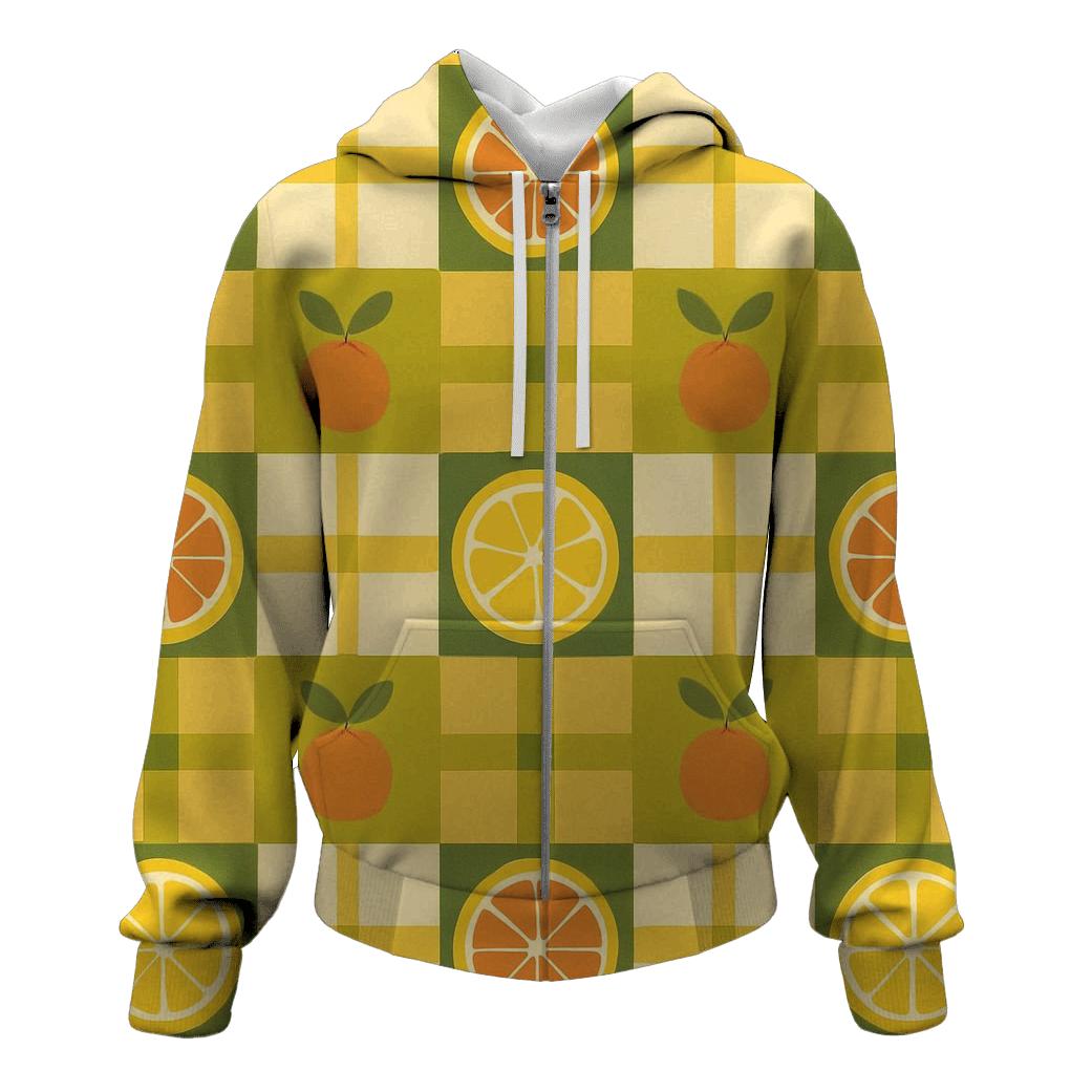 Retro Kitchen Citrus Plaid hoodies fashion