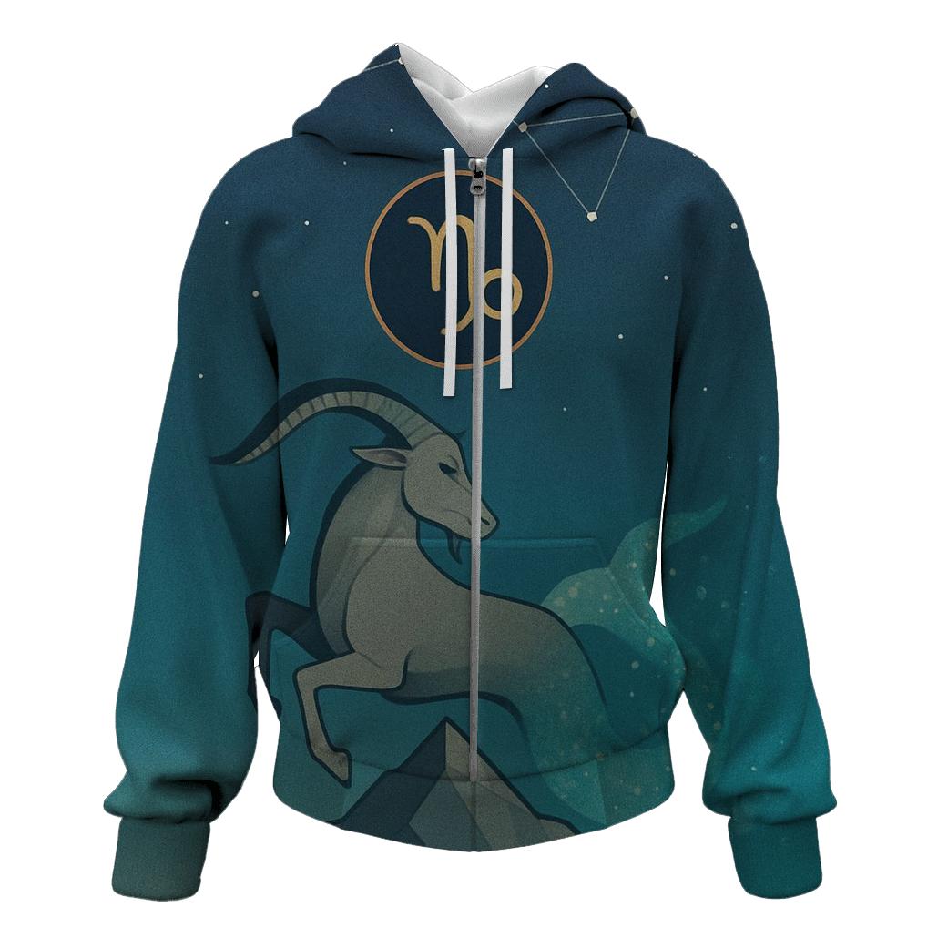 Capricorn Sea Goat Mountain Nebula Crest premium hoodies