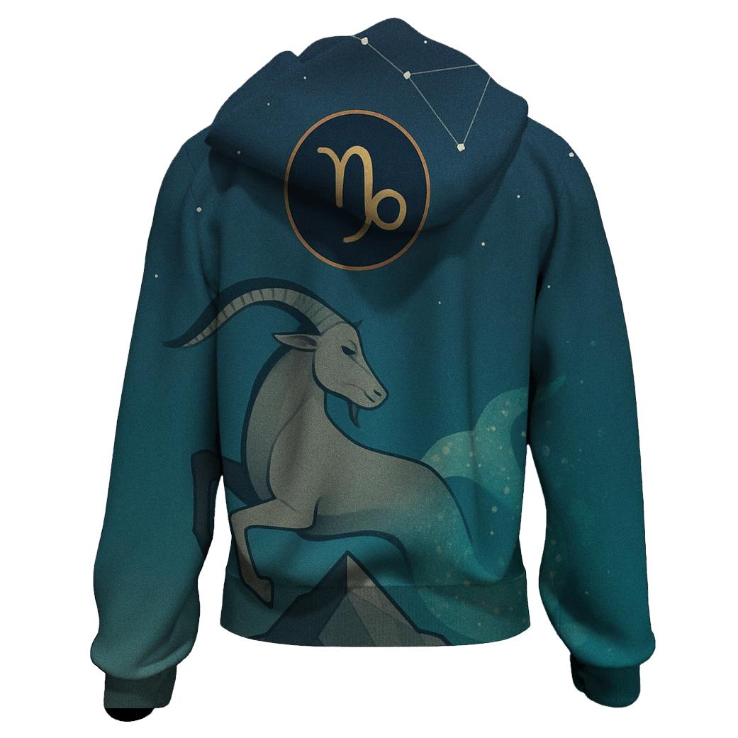 Capricorn Sea Goat Mountain Nebula Crest premium hoodies