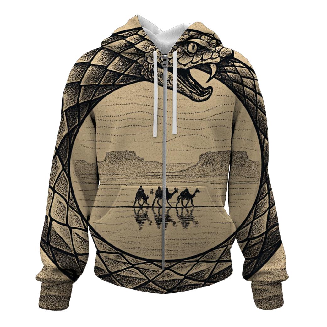 Ouroboros Desert Mirror Caravan zip-up hoodies