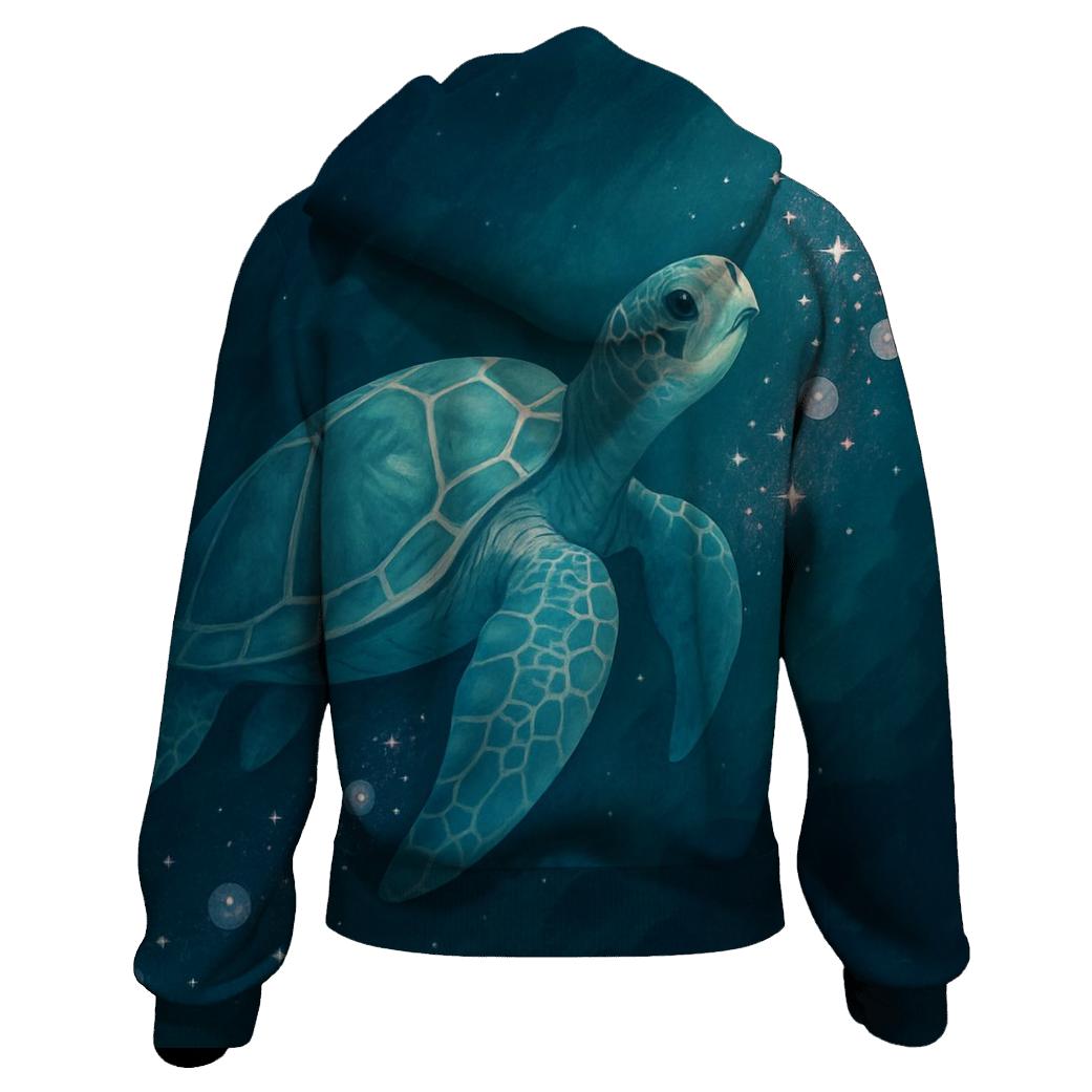 Underwater Stargazer Turtle embroidered hoodies