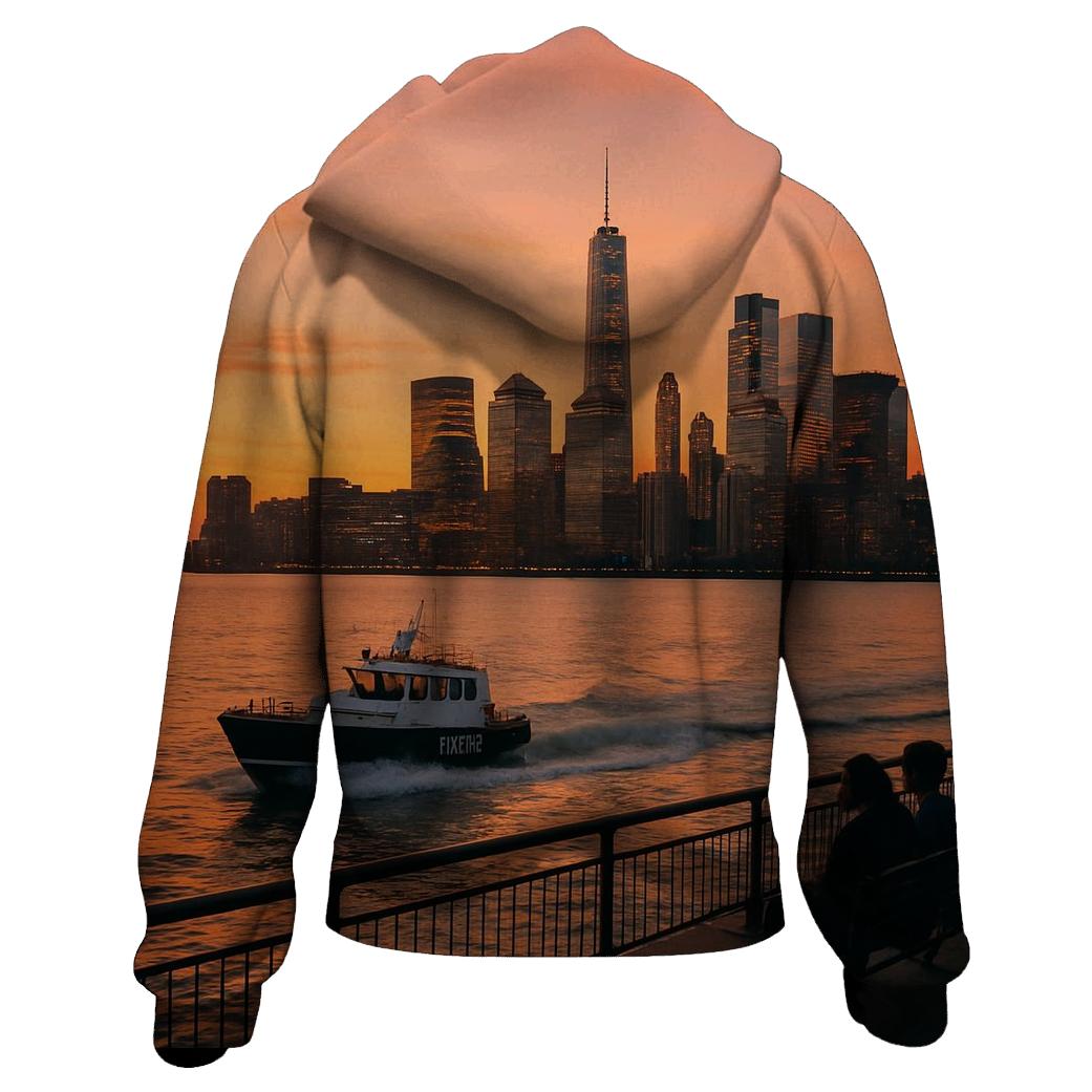 Sunset From The Battery With Harbor Pilots Crossing The Frame premium hoodies