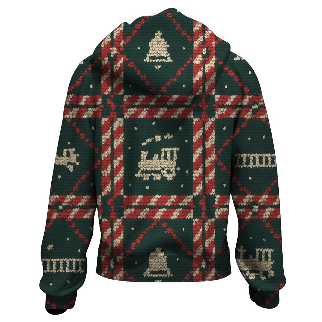 Candy Cane Train Track Tartan Design hoodie designs