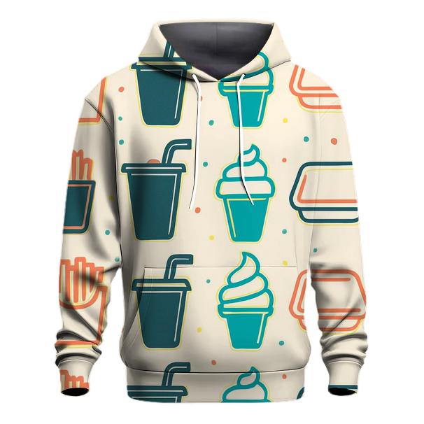 Mall Food Court Neon Tray Icons printed hoodies