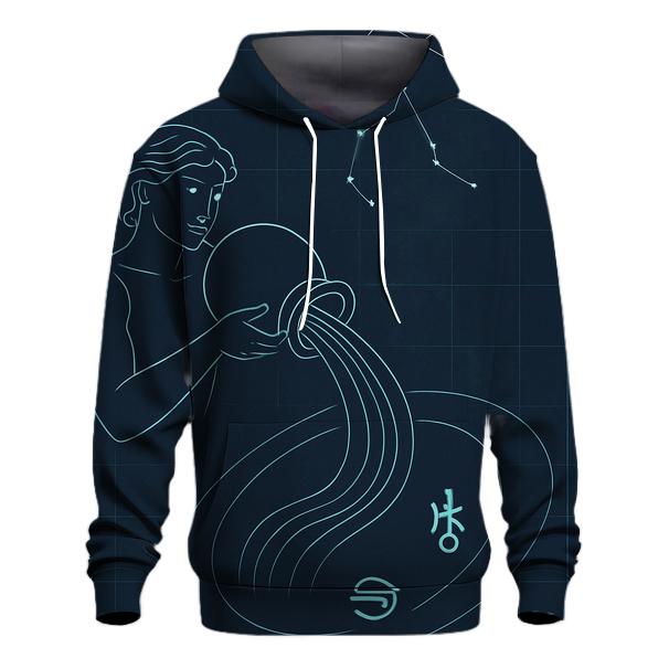 Aquarius Water Bearer Orbit Blueprint printed hoodies