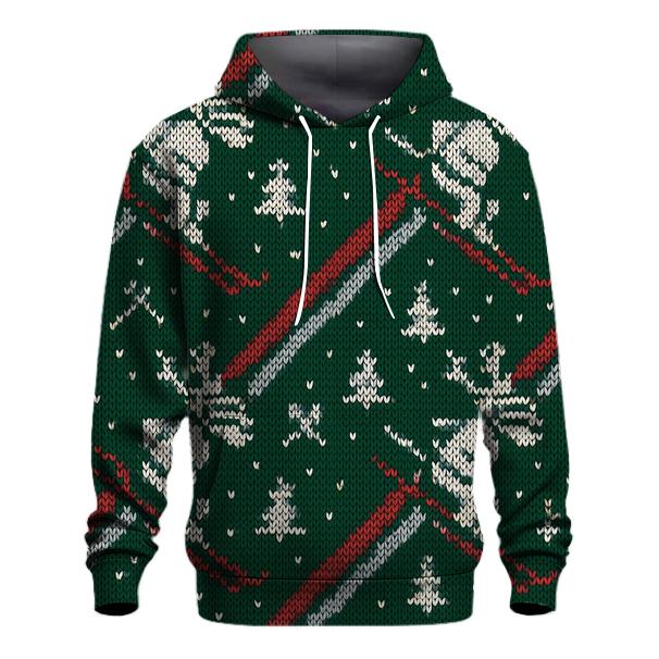 Reindeer Ski Slope Stripe Design lightweight hoodies