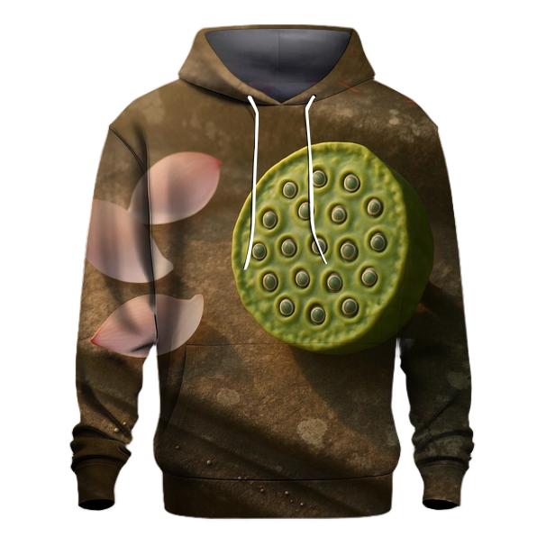 Lotus Seedpod And Fallen Petals On Temple Stone hoodie designs