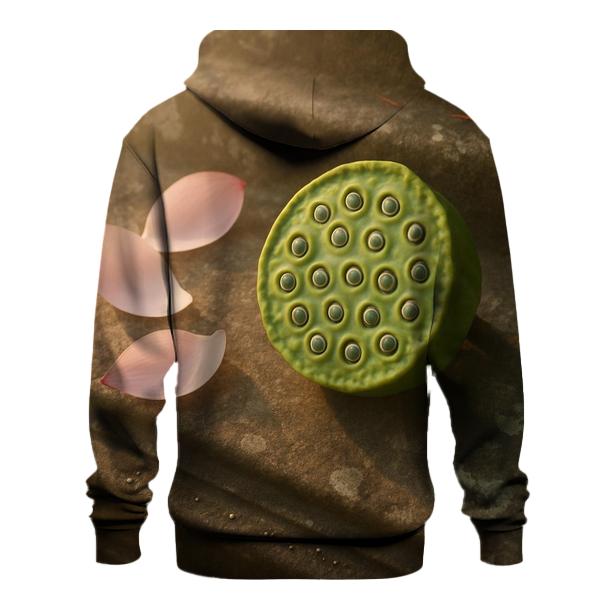 Lotus Seedpod And Fallen Petals On Temple Stone hoodie designs