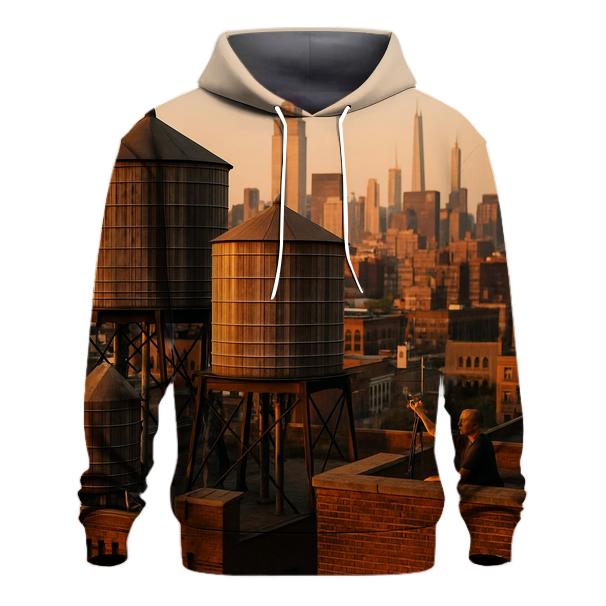 Golden Hour From A Harlem Rooftop With Recurring Water Towers hoodie trends