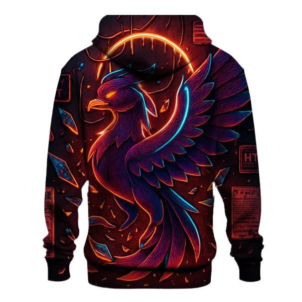 Neon Taxidermy Phoenix graphic hoodies