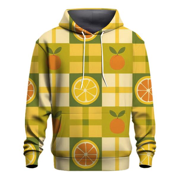 Retro Kitchen Citrus Plaid zip-up hoodies