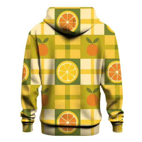 Retro Kitchen Citrus Plaid zip-up hoodies