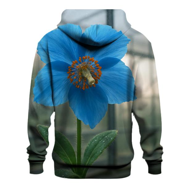 Blue Poppy Study In A Botanical Glasshouse pullover hoodies