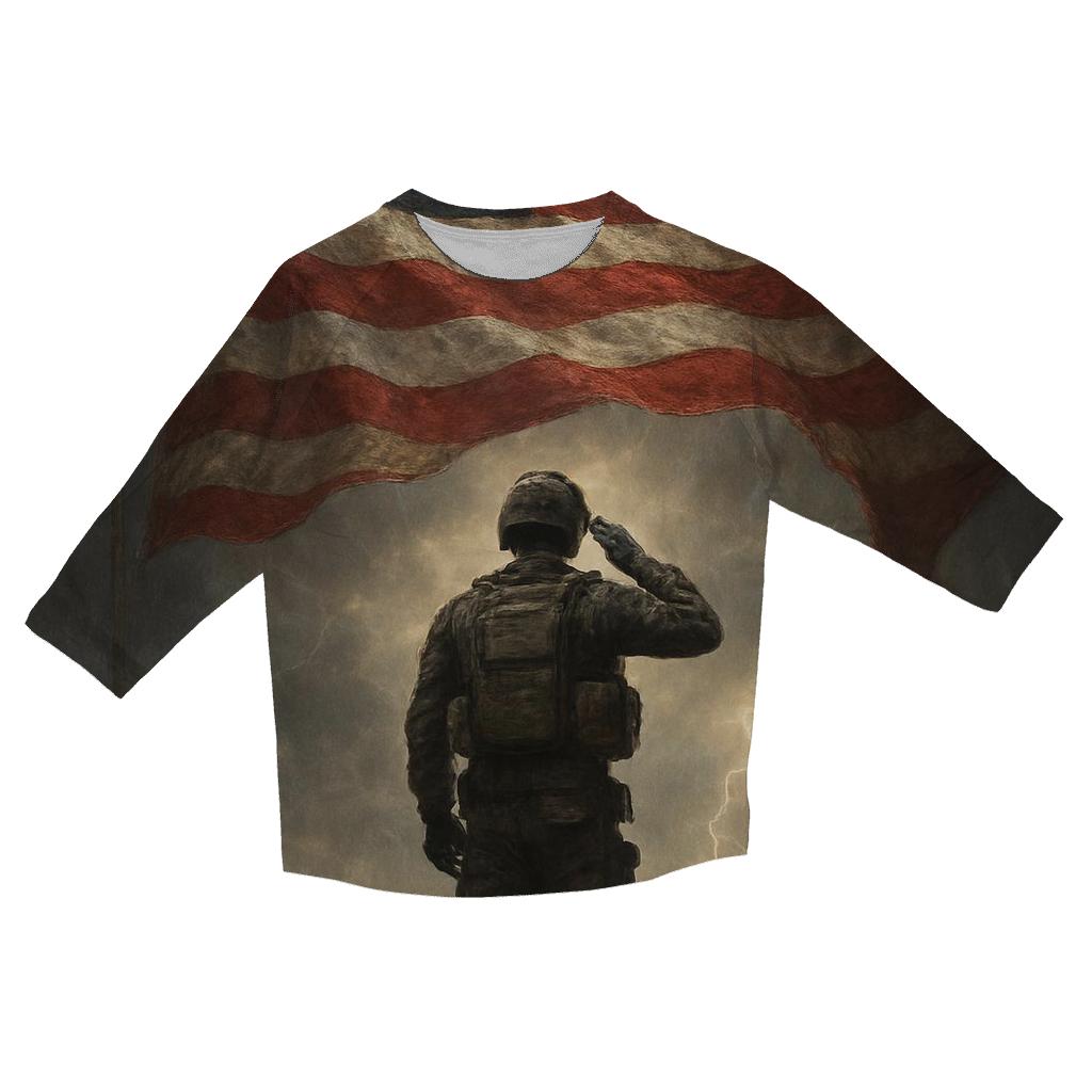 Liberty Vigil Under Stormlit Stripes casual three quarter sleeve shirts