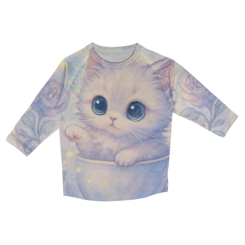 Moonlit Teacup Kitten Garden custom 3/4 sleeve shirts