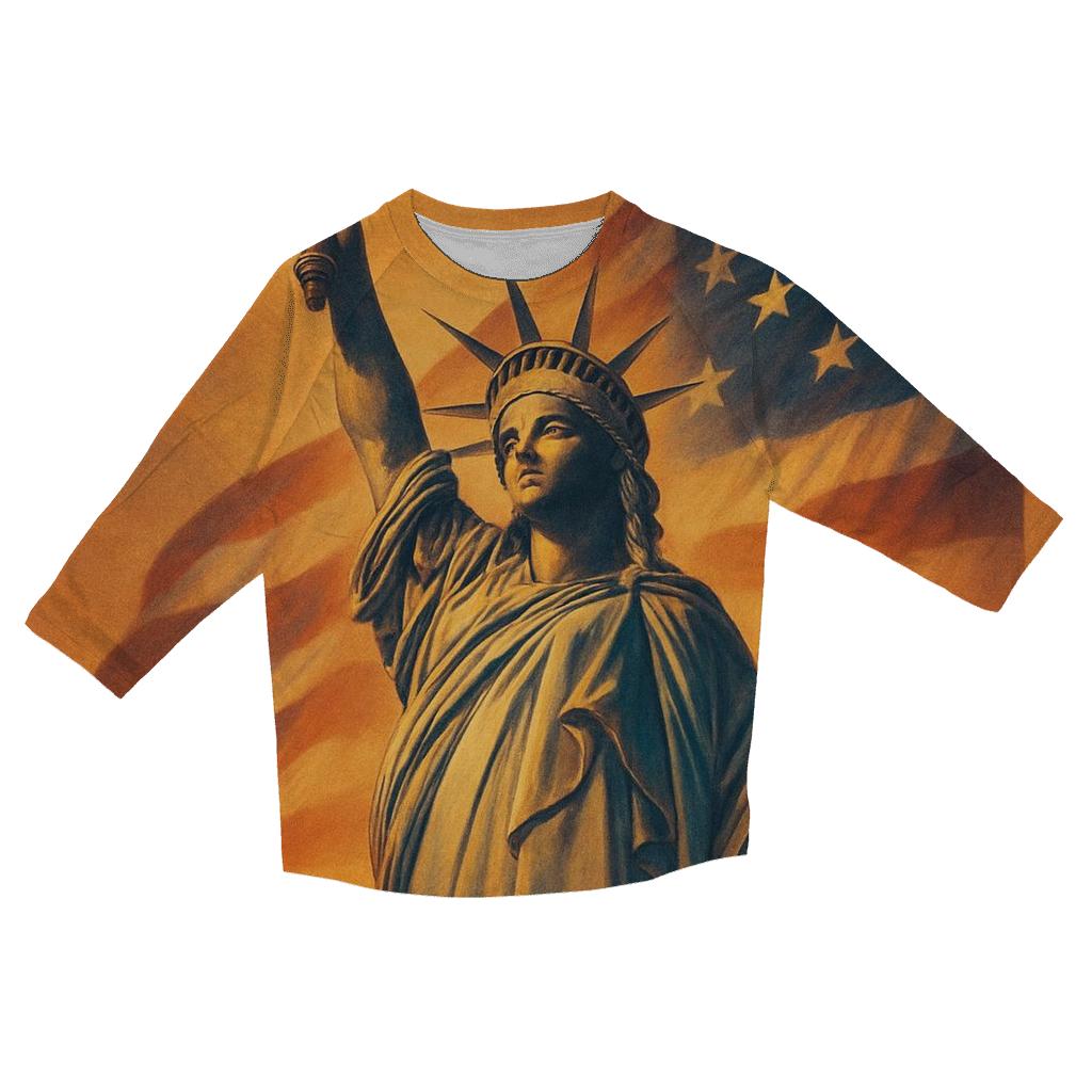 Liberty Torch Skyline Drapery fashion 3/4 sleeve shirts