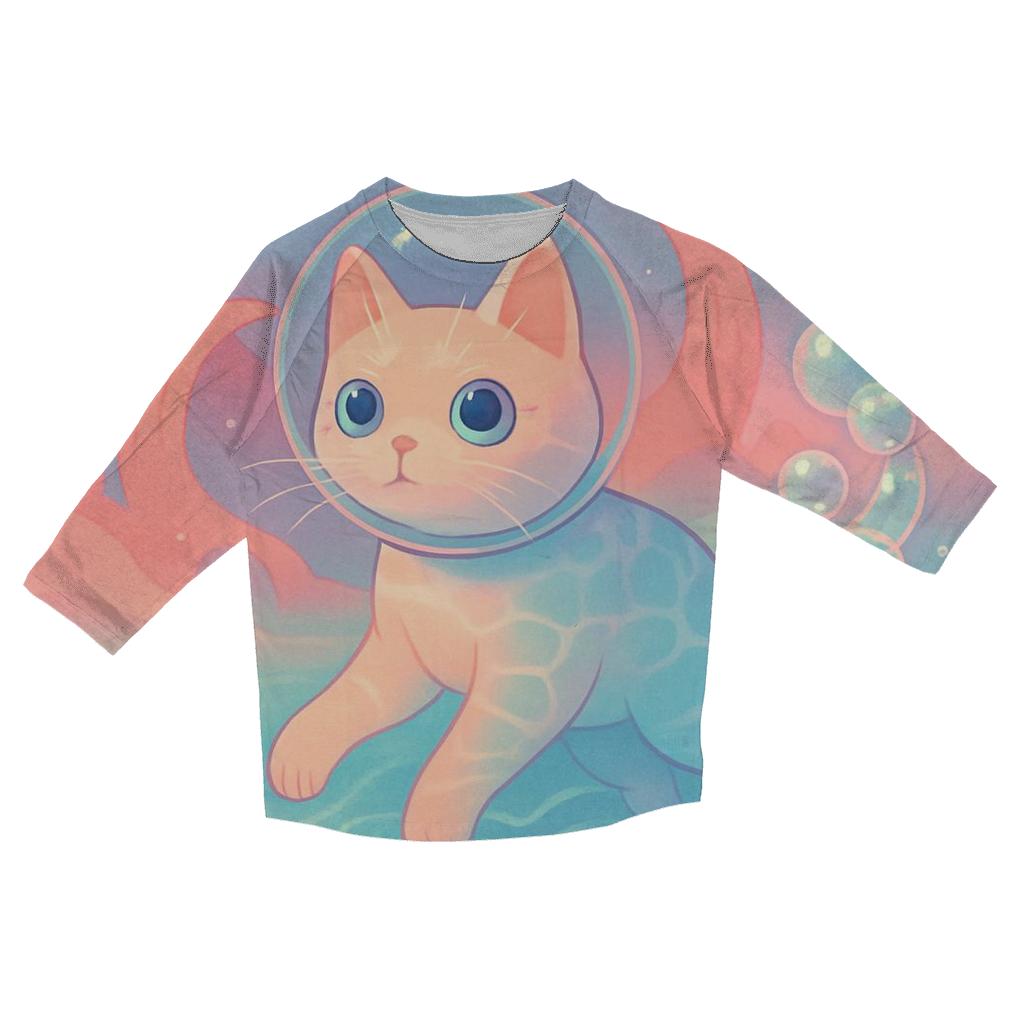 Coral Reef Dream Diver Cat personalized 3/4 sleeve tees