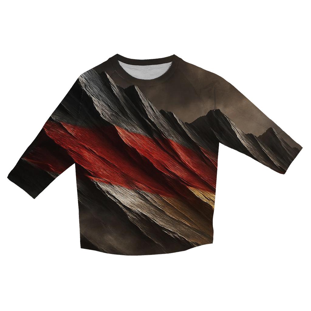 Metallic Flag Of Germany Forged Into Mountain Ridge trendy 3/4 sleeve tops