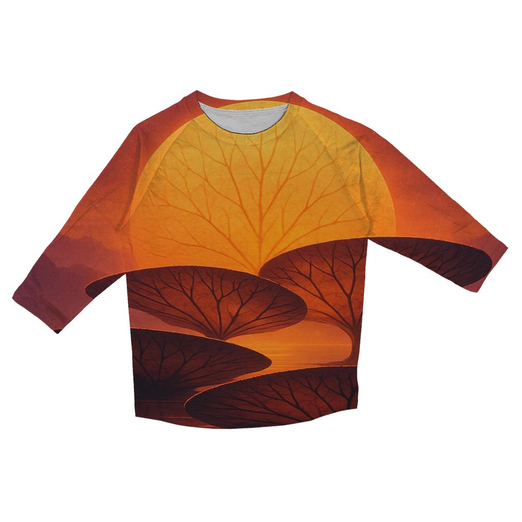 Sunset Bloom Above Floating Lily Isles custom 3/4 sleeve shirts