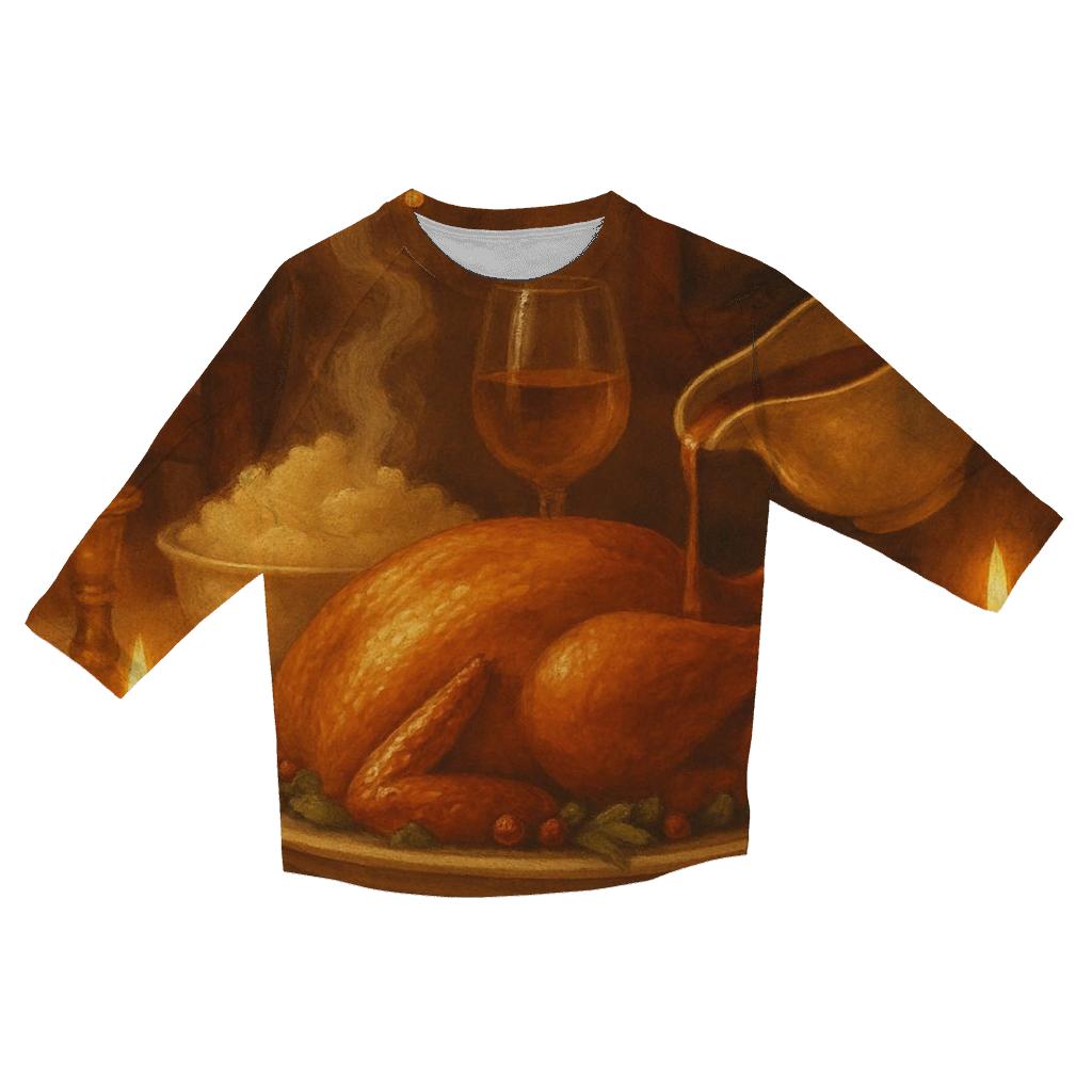 Candlelit Gratitude Table Still Life designer 3/4 sleeve blouses