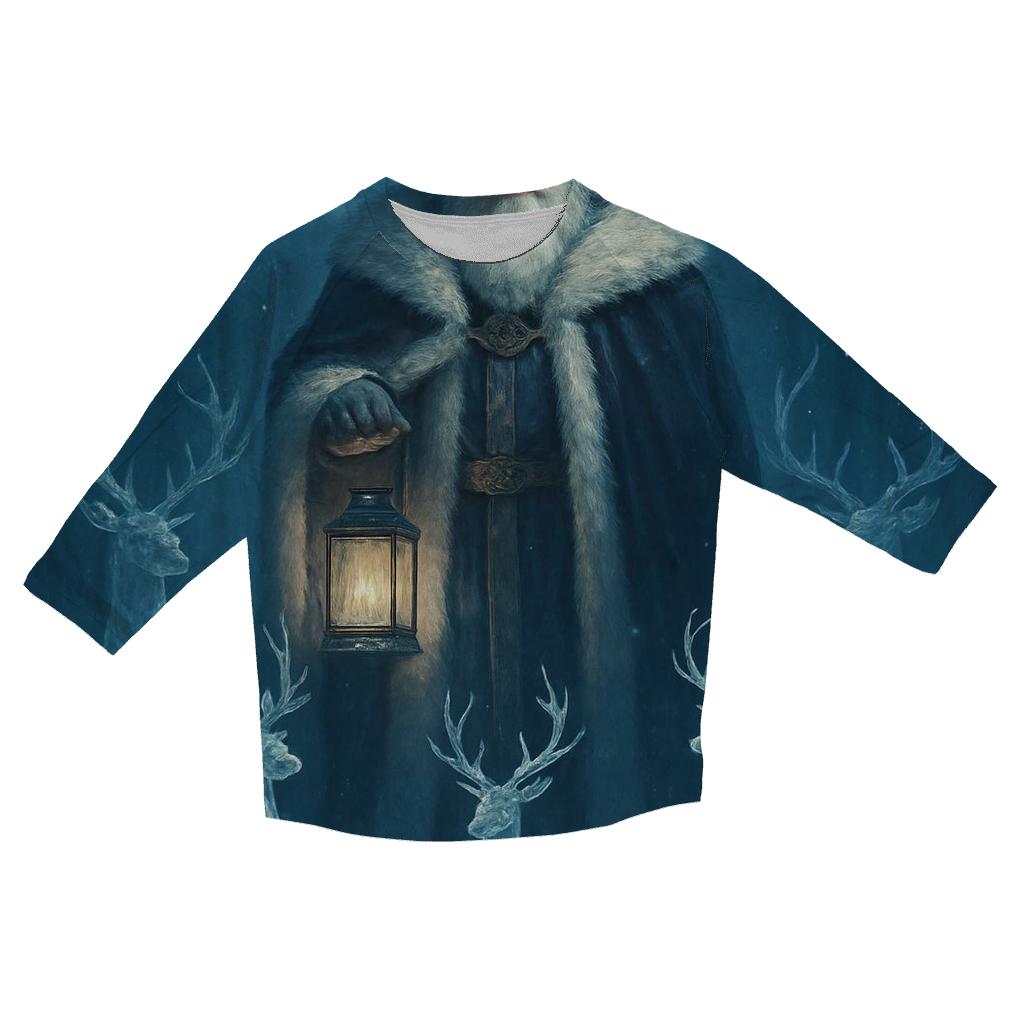 Majestic Moonlit Santa And Crystal Reindeer Parade casual three quarter sleeve shirts