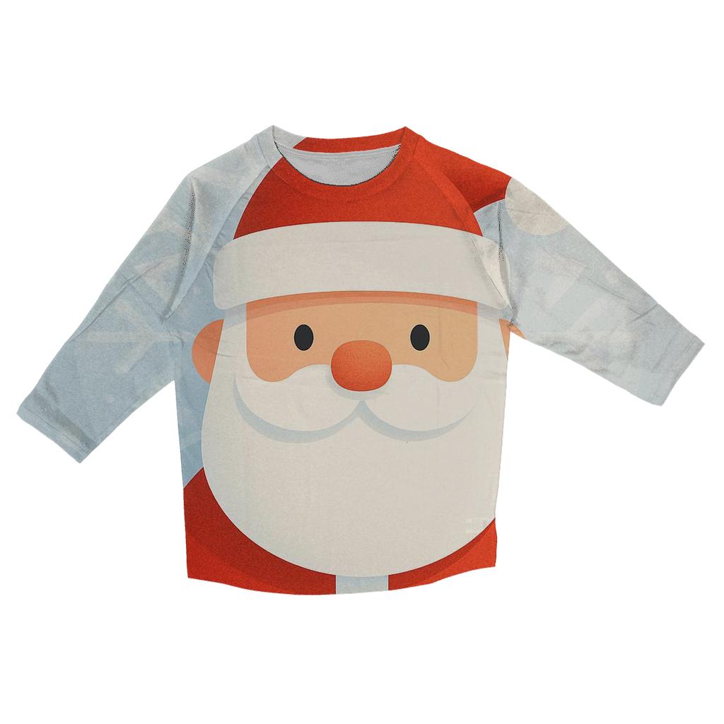 Minimalist Santa Face In Frosted Geometric Halo personalized 3/4 sleeve tees