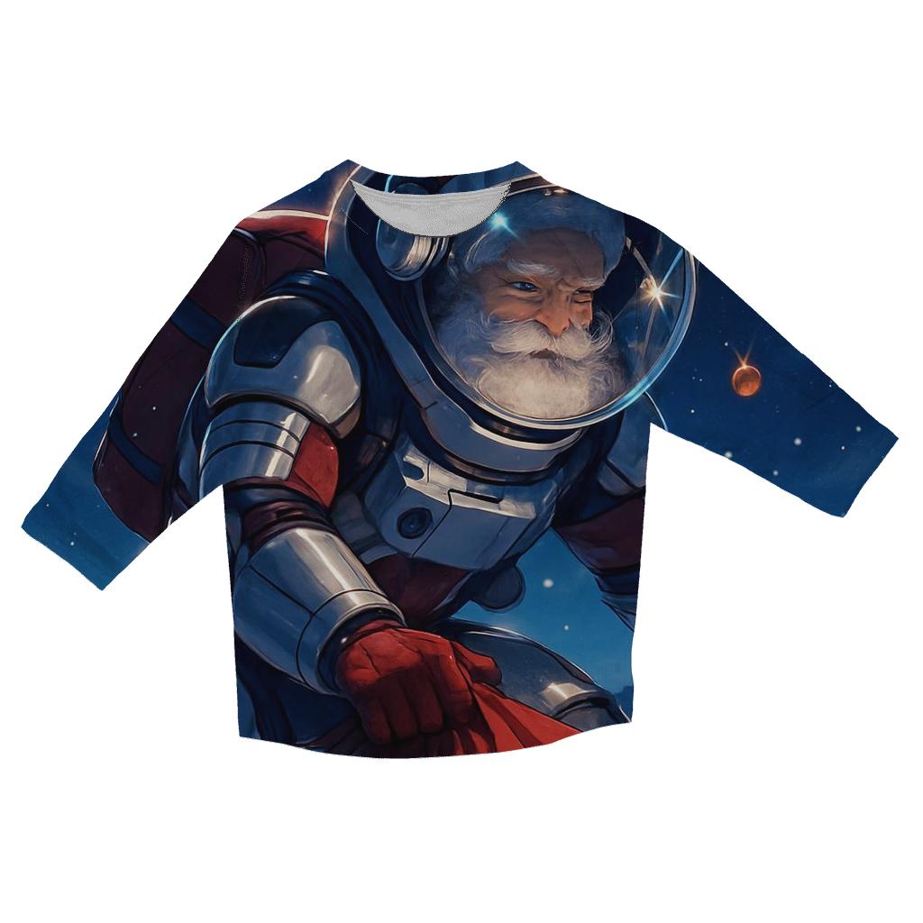Santa Astronaut Delivering Gifts On A Starry Rooftop trendy 3/4 sleeve tops