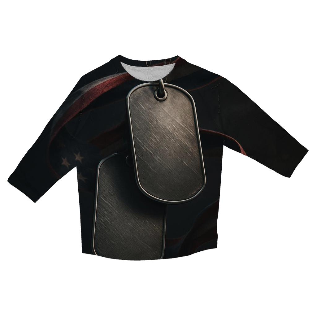Dog Tags And Flag Threads In Spotlight Dust fashion 3/4 sleeve shirts