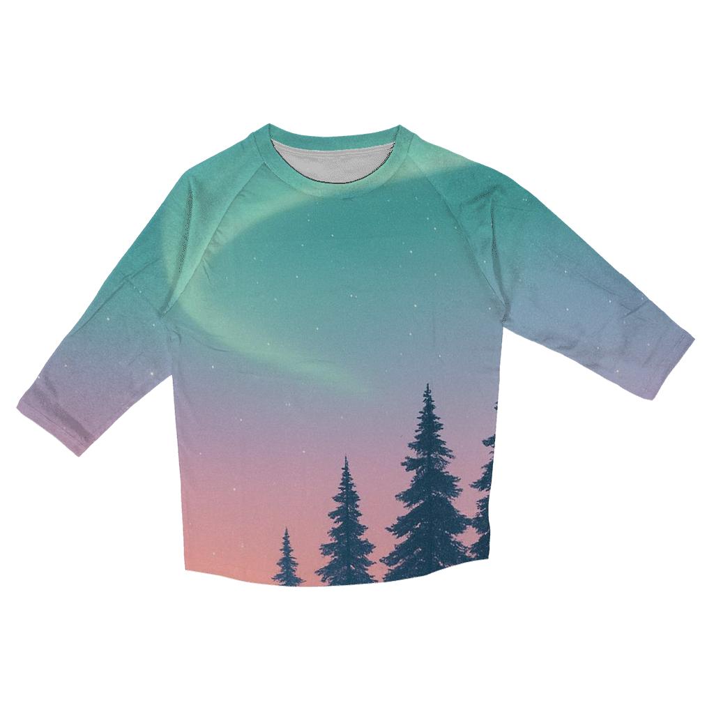 Aurora Tinged Sunset Above Polar Pines personalized 3/4 sleeve tees