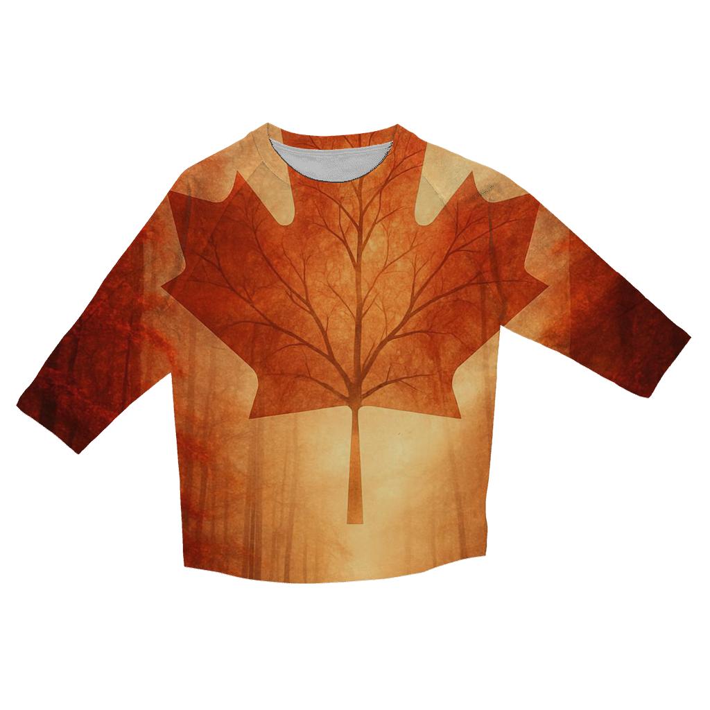 Flag Of Canada Morphing Into Maple Forest In Autumn Wind fashion 3/4 sleeve shirts
