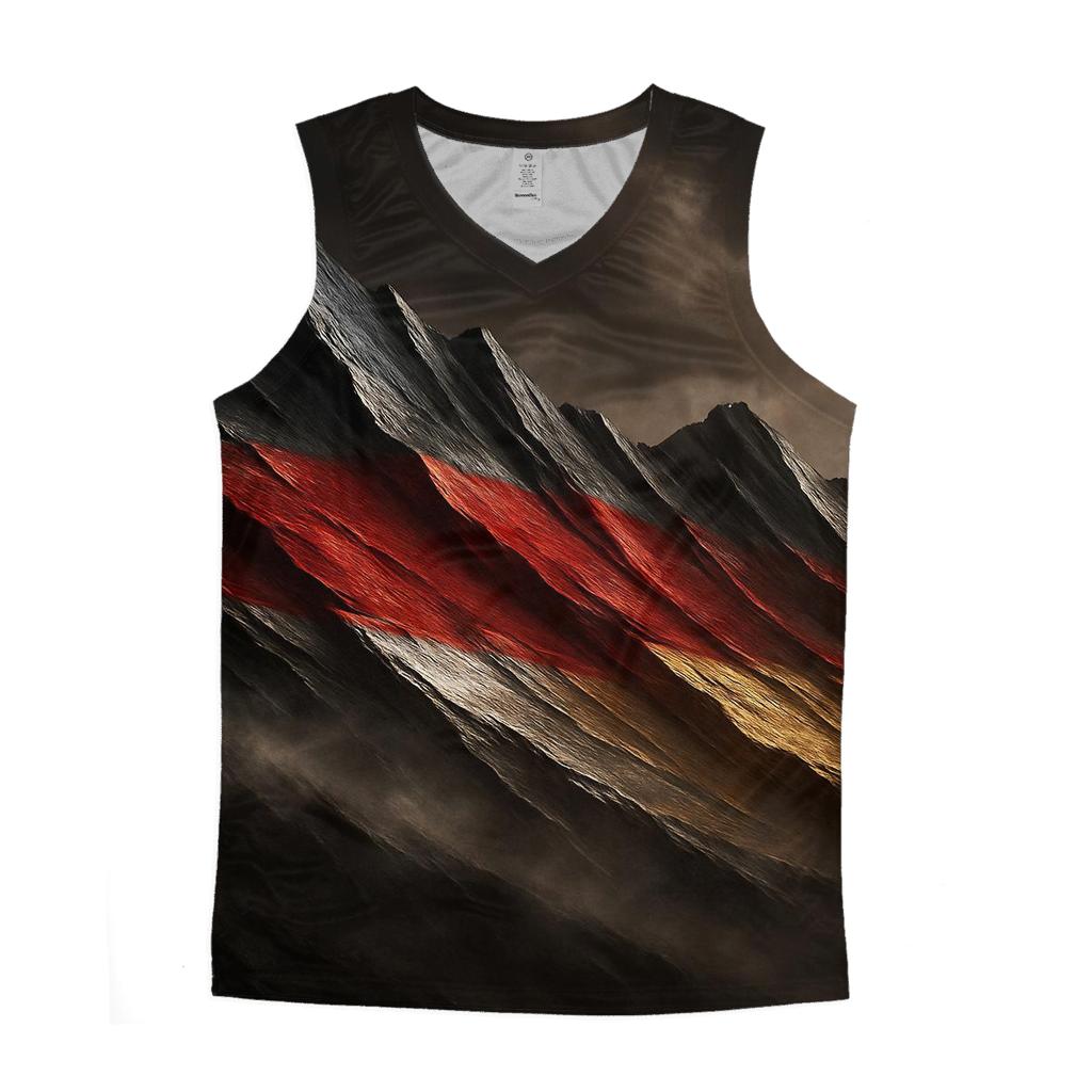 Metallic Flag Of Germany Forged Into Mountain Ridge stylish racerback tanks
