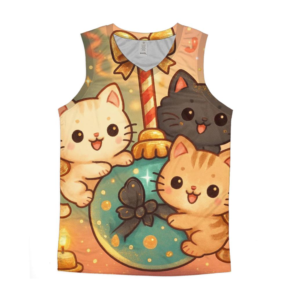 Christmas Cats Tangled In Tinsel Carousel casual summer tank tops