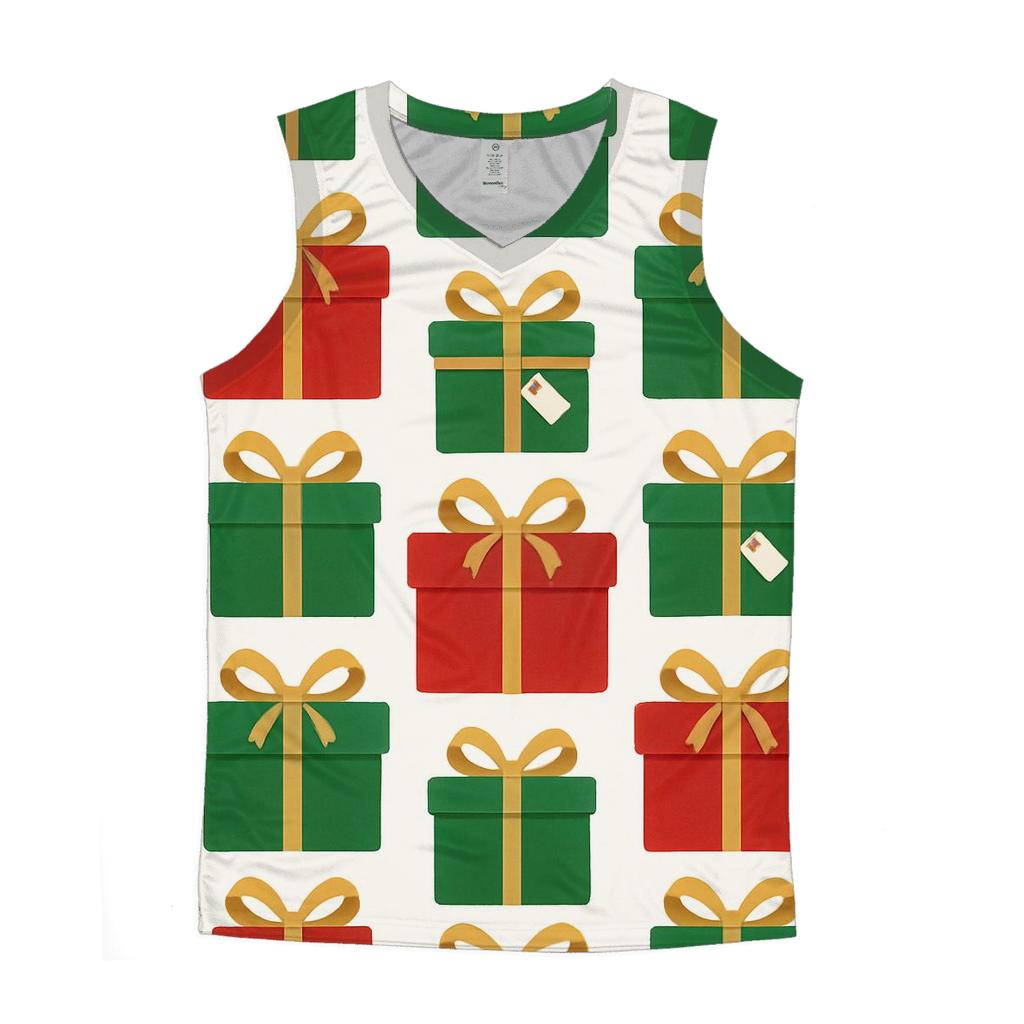 Red And Green Gift Box Grid On White Background trendy fitted tank tops