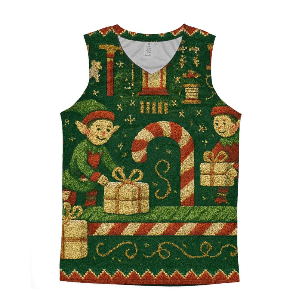 Elf Workshop Candy Cane Conveyor personalized athletic tanks