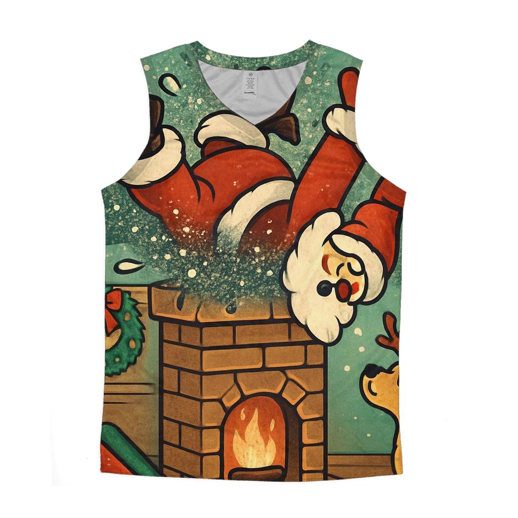 Santa Stuck In Chimney With Sparkle Soot stylish racerback tanks