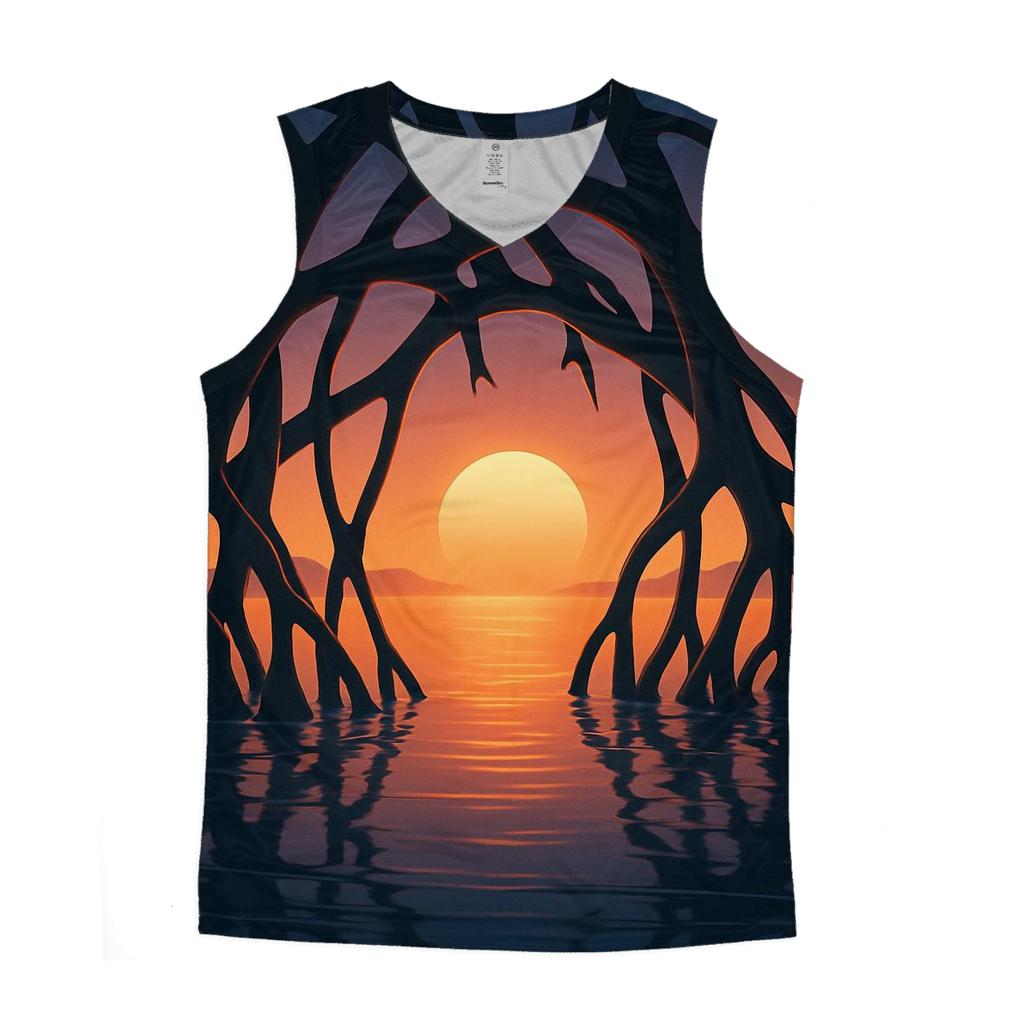 Golden Mangrove Mirror Sunset casual summer tank tops