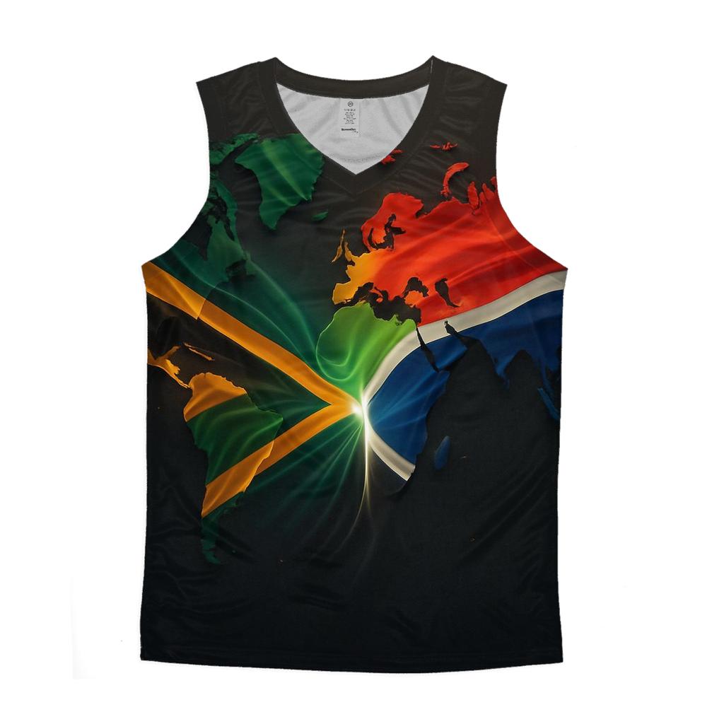 World Map Gradient Flag Of South Africa In Modern Light sports performance tank tops