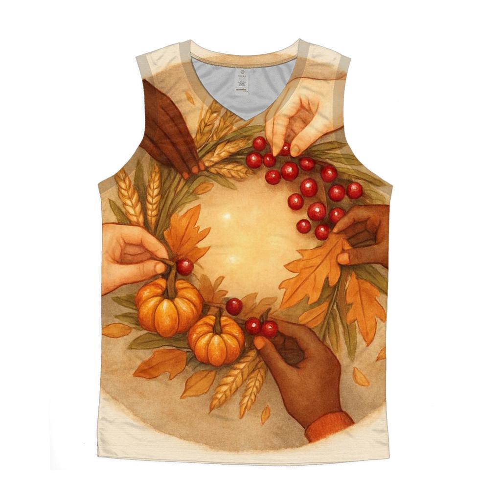 Autumn Wreath Of Shared Hands designer workout tanks