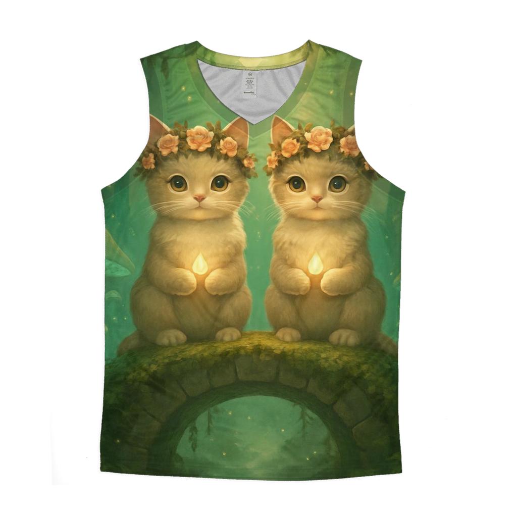 Mossy Shrine Guardian Kittens custom tank tops