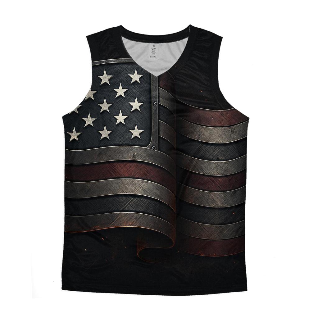 Industrial Camo Flag Forge graphic print tank tops