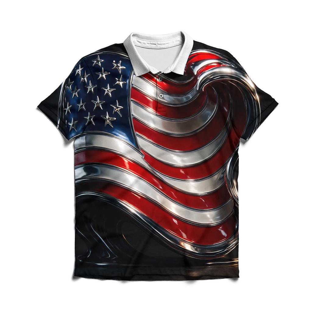 Chrome Fury Stars And Stripes classic pique polos