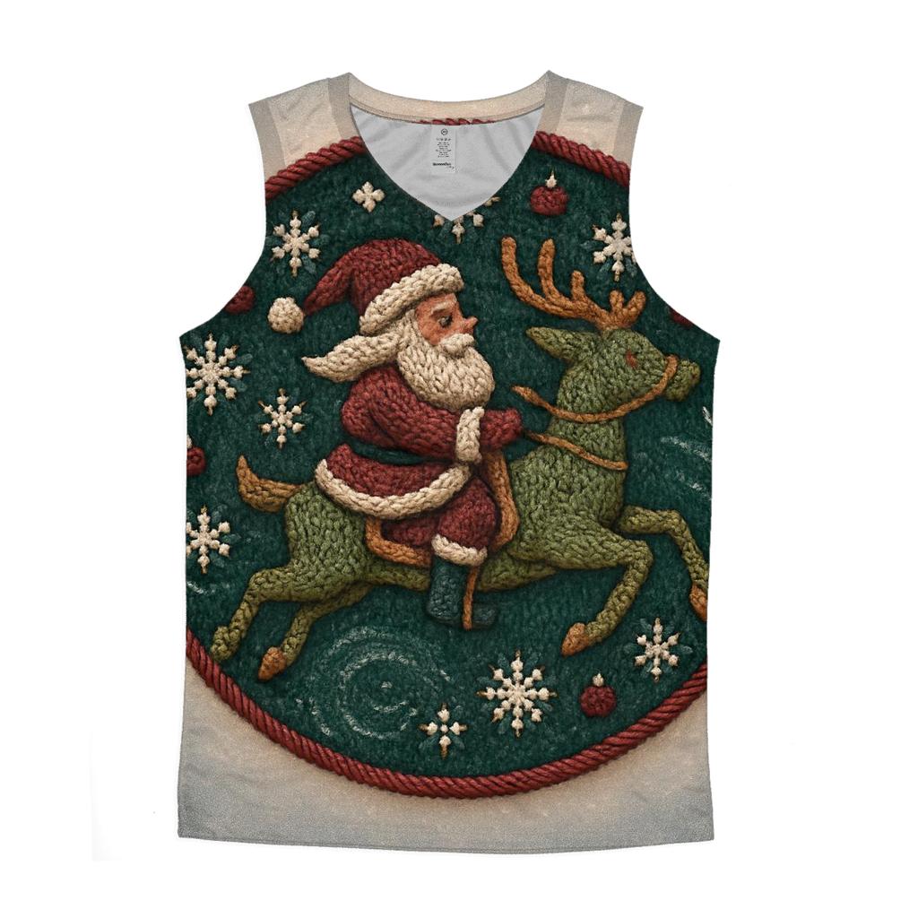 Knitted Pattern Santa And Reindeer Carousel Dream trendy fitted tank tops