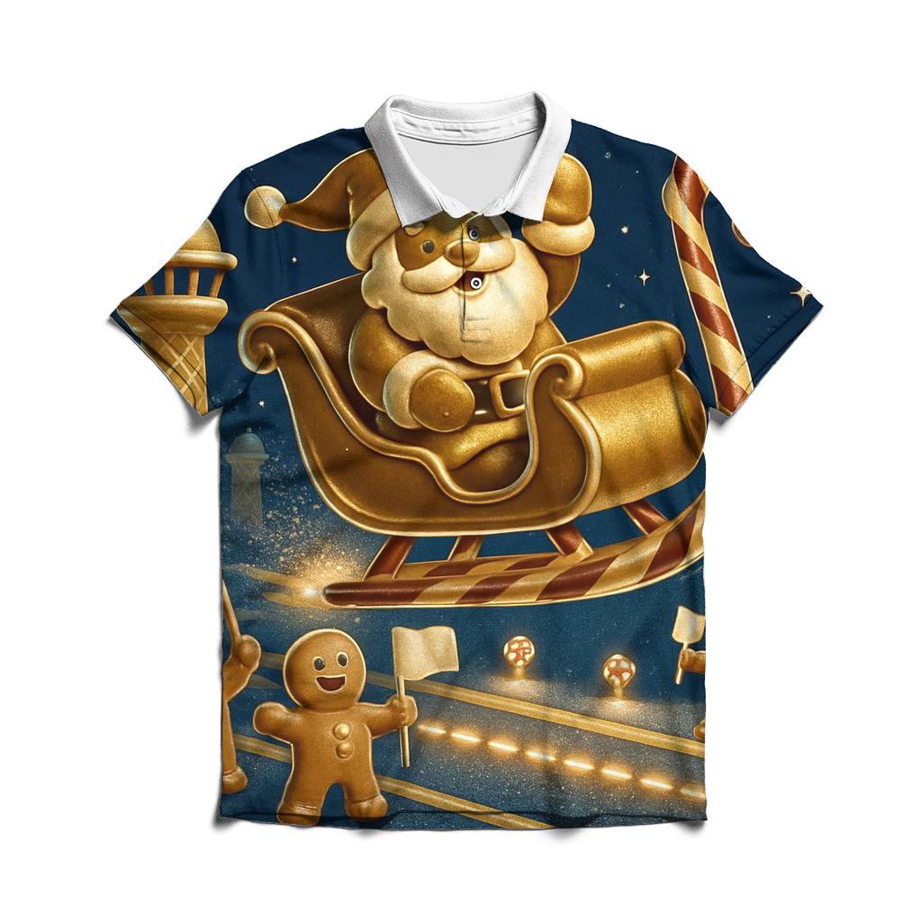 Gingerbread Spaceport Sleigh Dock custom polo shirts